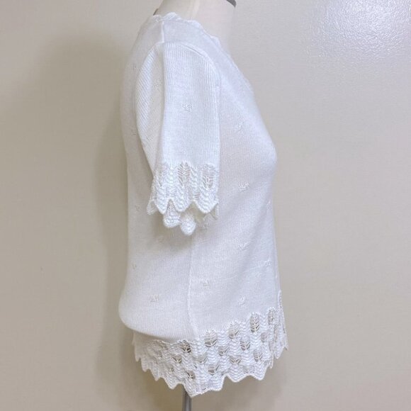 Vintage Avon White Short Sleeve Grandma Sweater XS - Picture 8 of 10